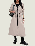 Long Hooded Windbreaker Coat –  Lightweight Jacket