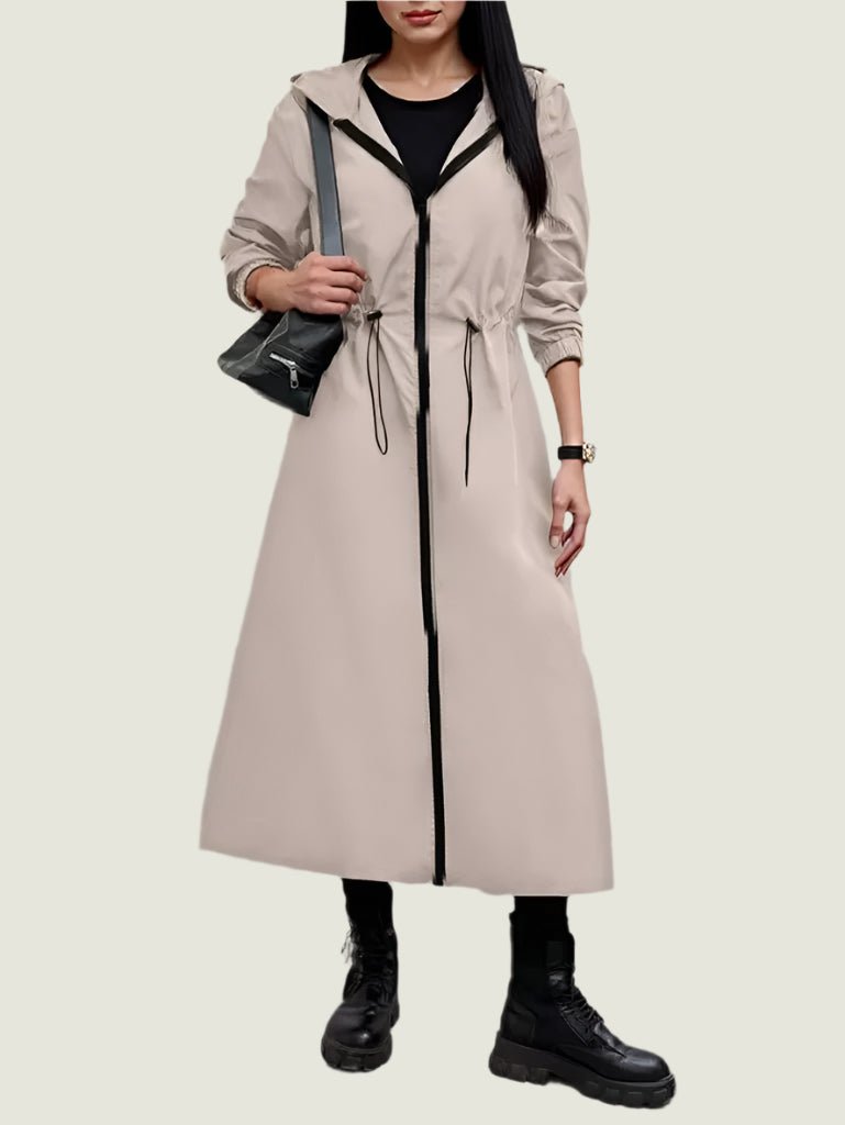 Long Hooded Windbreaker Coat –  Lightweight Jacket