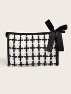 Tweede Check Cosmetic Bag with Bow - Chic & Elegant Organizer