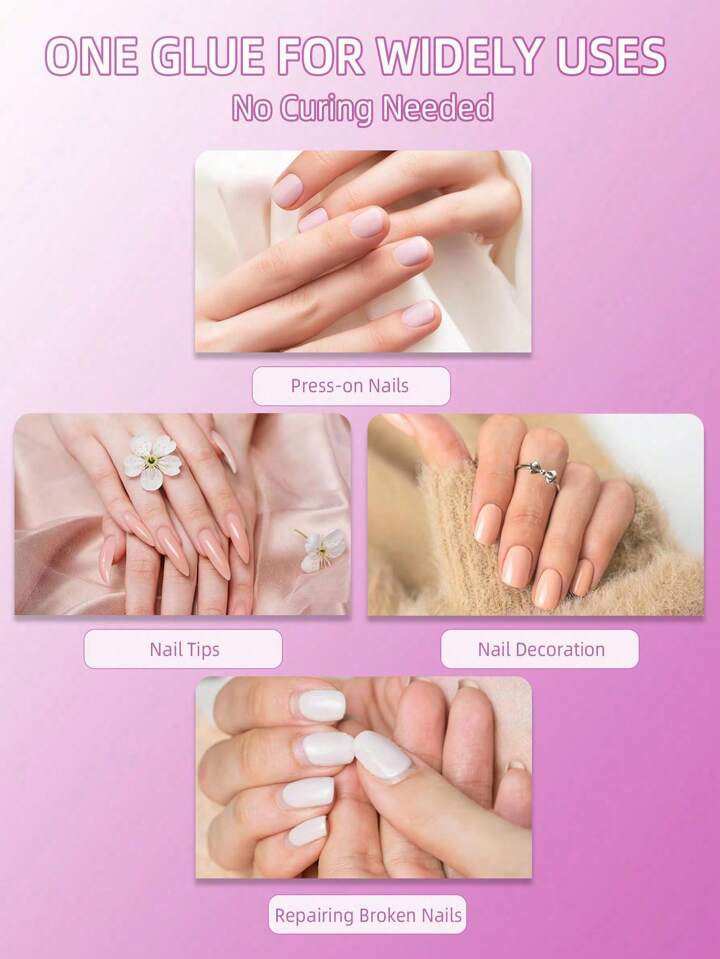 Pink Tint Nail Glue - Long-Lasting Adhesive for Perfect Nails