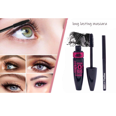 Million Pauline 2-in-1 Waterproof Mascara and Eyeliner Set - Long-Lasting Volume & Precision in One!