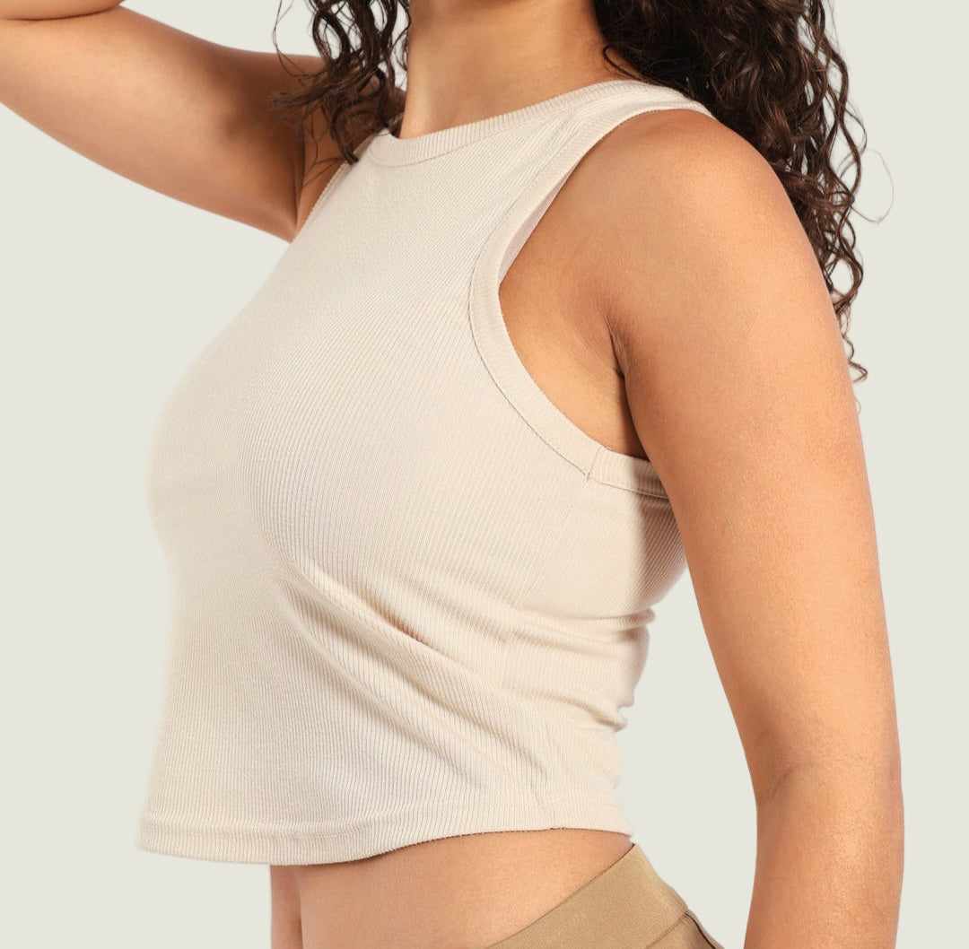 Solid Ribbed Tank Crop Top – Sleeveless Summer Basic