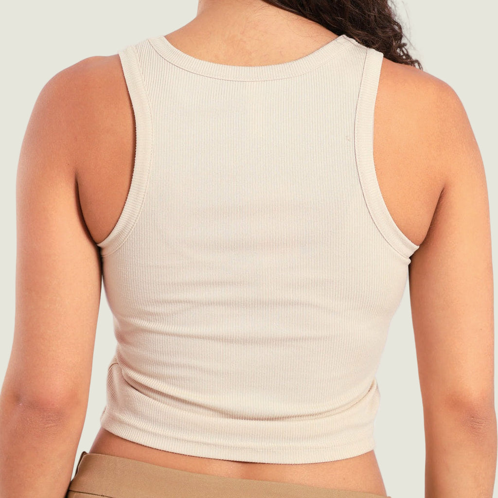 Solid Ribbed Tank Crop Top – Sleeveless Summer Basic