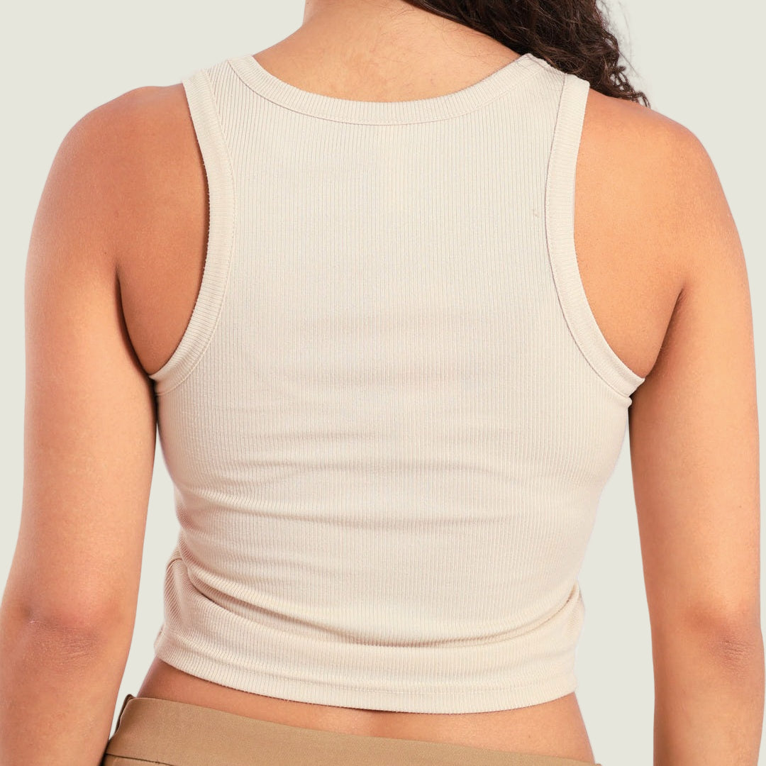 Solid Ribbed Tank Crop Top – Sleeveless Summer Basic