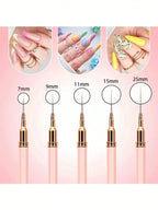Precision Liner Nail Art Brush – 5pc Pink Handle Set