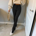Elastic High Waist Long Trousers Split Side Skinny Pencil Pants - XD21