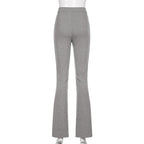 Elastic High Waist Long Trousers Split Side Skinny Pencil Pants - XD21