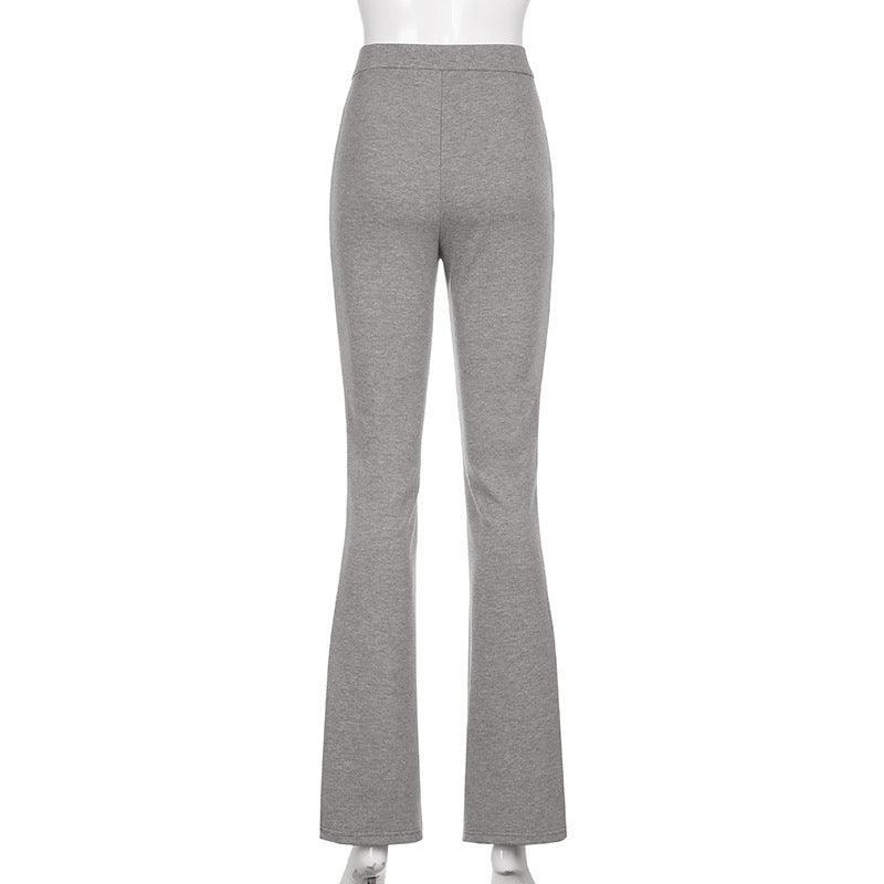 Elastic High Waist Long Trousers Split Side Skinny Pencil Pants - XD21