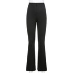 Elastic High Waist Long Trousers Split Side Skinny Pencil Pants - XD21