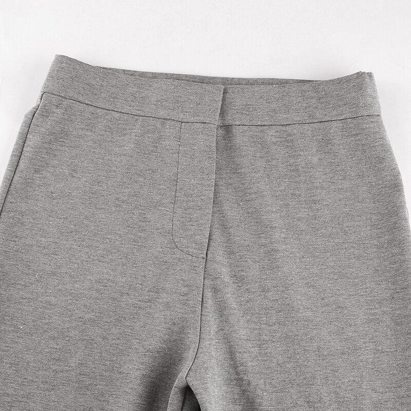 Elastic High Waist Long Trousers Split Side Skinny Pencil Pants - XD21