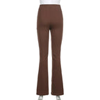 Elastic High Waist Long Trousers Split Side Skinny Pencil Pants - XD21