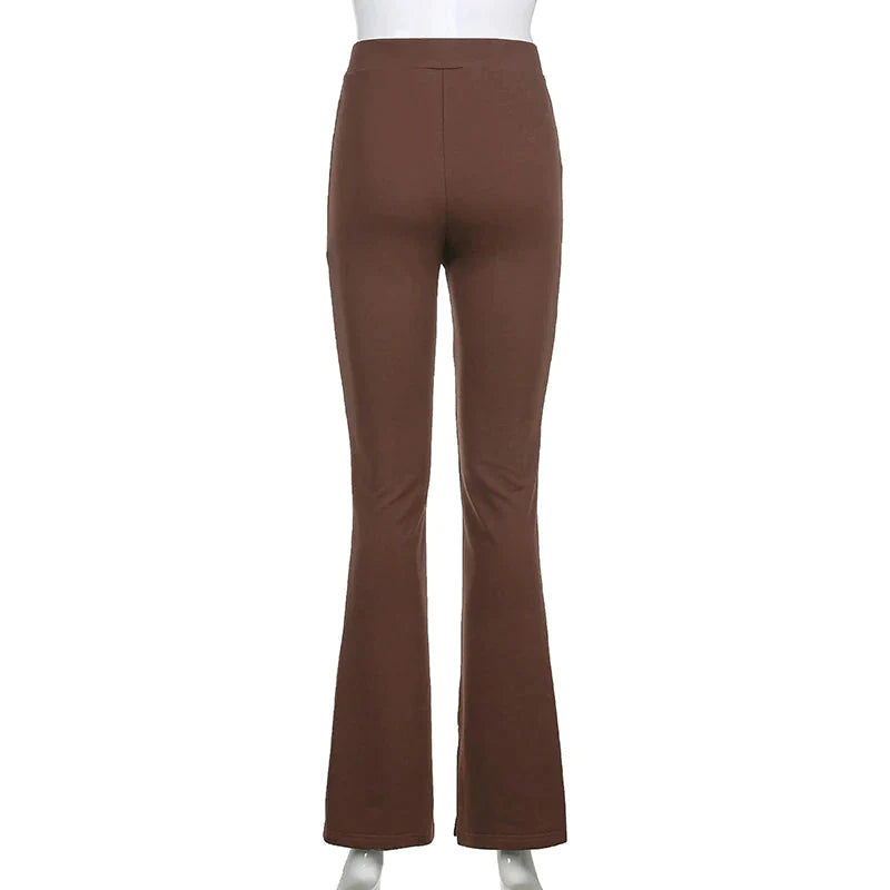Elastic High Waist Long Trousers Split Side Skinny Pencil Pants - XD21