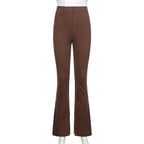 Elastic High Waist Long Trousers Split Side Skinny Pencil Pants - XD21