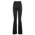 Elastic High Waist Long Trousers Split Side Skinny Pencil Pants - XD21