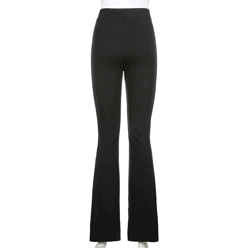 Elastic High Waist Long Trousers Split Side Skinny Pencil Pants - XD21
