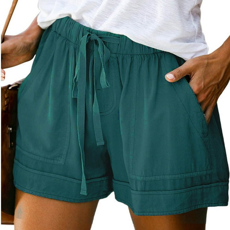 Elastic Waist Drawstring Athleisure Shorts