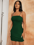 Elastic spaghetti strap short mini Bodycon dress XD21