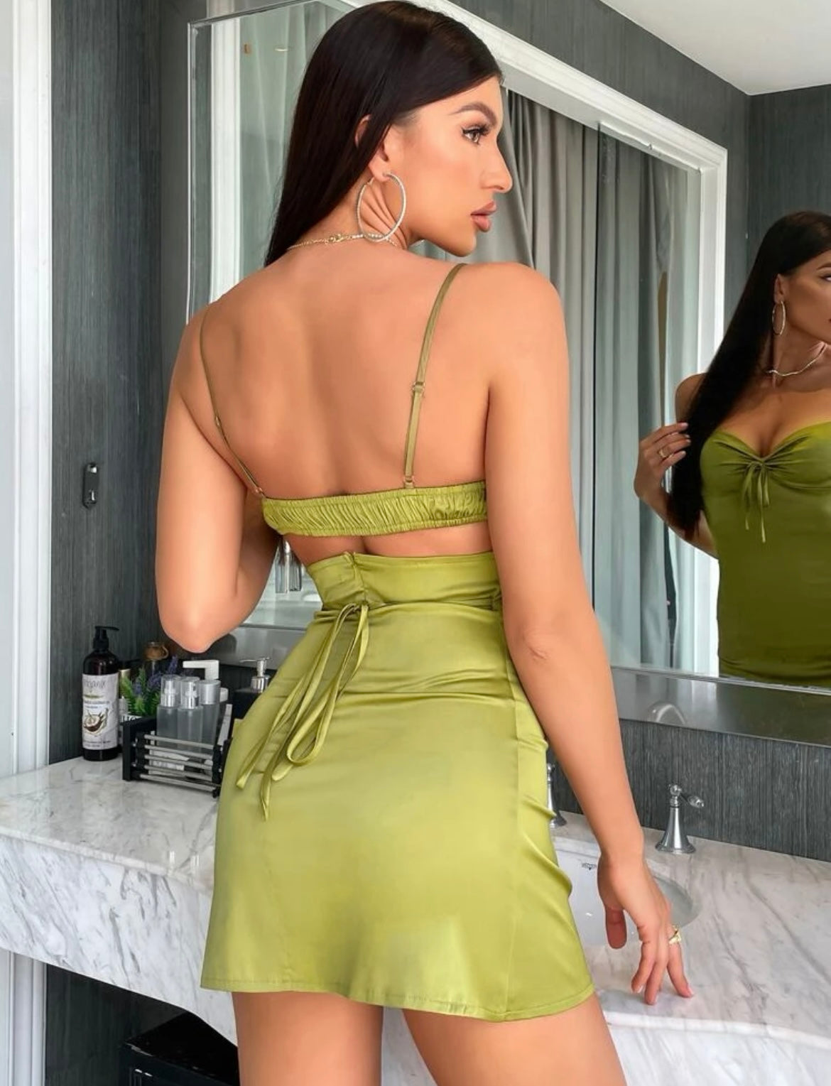 Elegant Backless Mini Satin Dress XD21