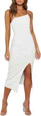 Elegant Bodycon Split Spaghetti Midi Dress XD21