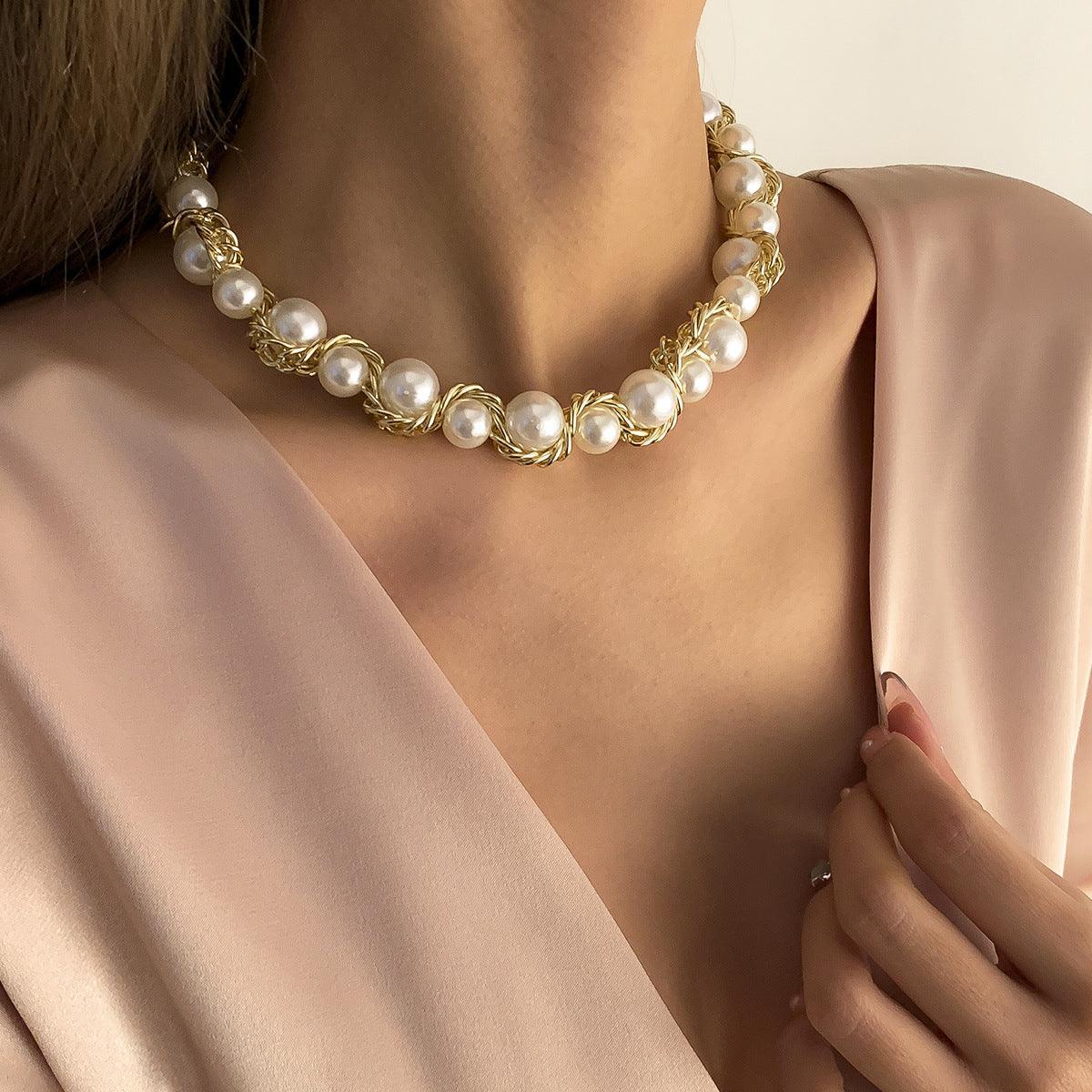 Elegant Short Pearl Choker Necklace - XD21