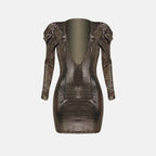 Elegant V Neck Puff Party Mini Dress XD21