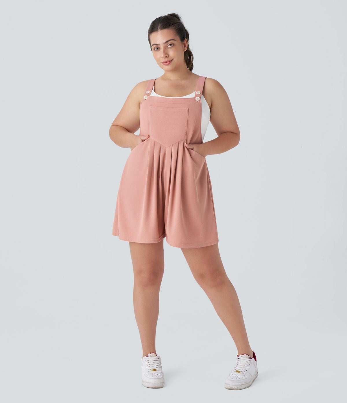 Casual Sleeveless Pinafore Jumpsuit - Overall Romper