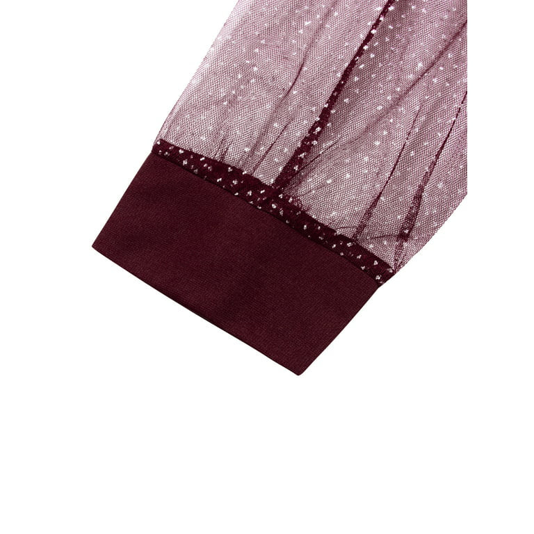 Mesh Sleeve V Neck Glitter Mini Dress
