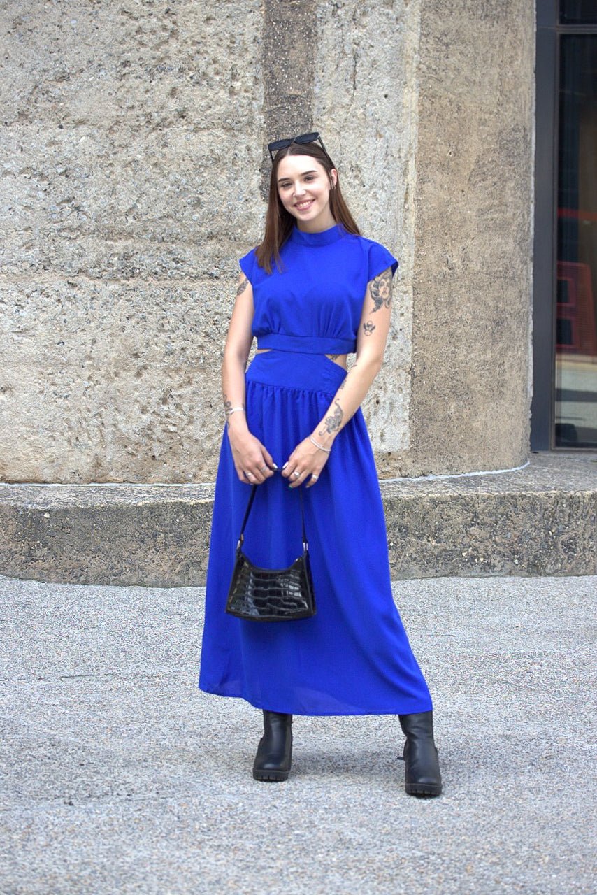 Cut Out Back Elastic Maxi Dress