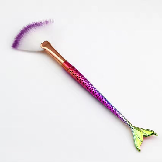 Mermaid Handle Fan Brush – 1pc (Random Colour)