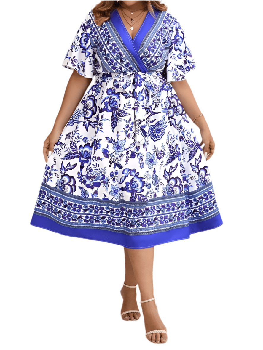 Blue & White Floral Summer Dress