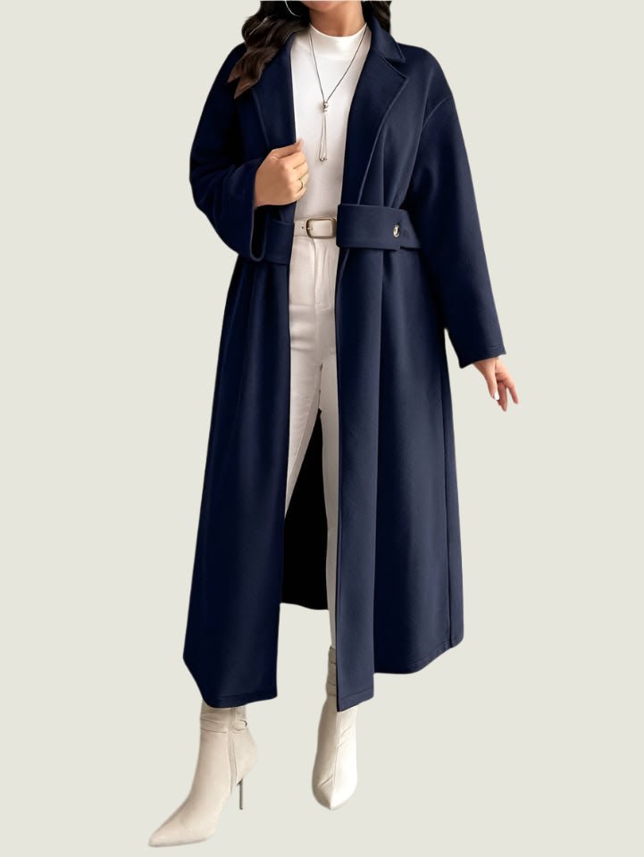 Long Belted Overcoat – Women’s Elegant Winter Coat