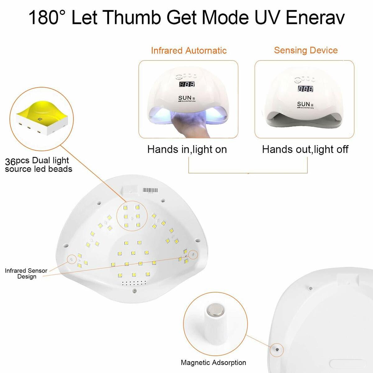 UV Nail Lamp,54W UV Led Nail Dryer with 4 Timer Setting & Sensor