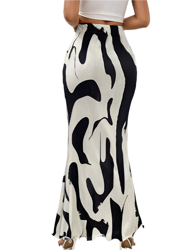 Abstract Print Maxi Skirt 
