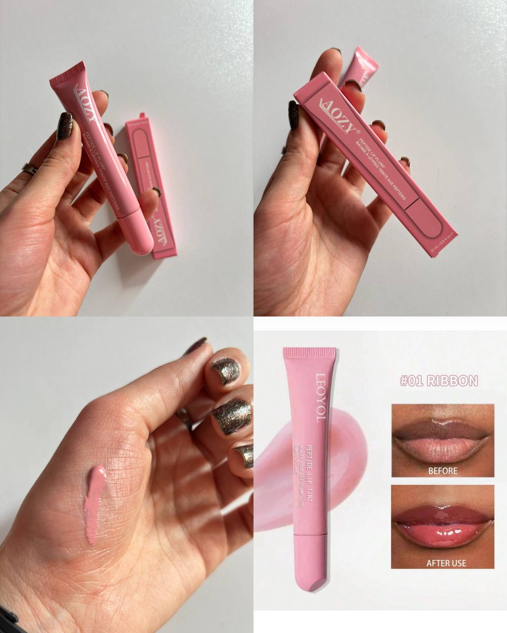 AOZY Peptide Lip Plump –  Glossy Tinted Lip Enhancer (1pc)