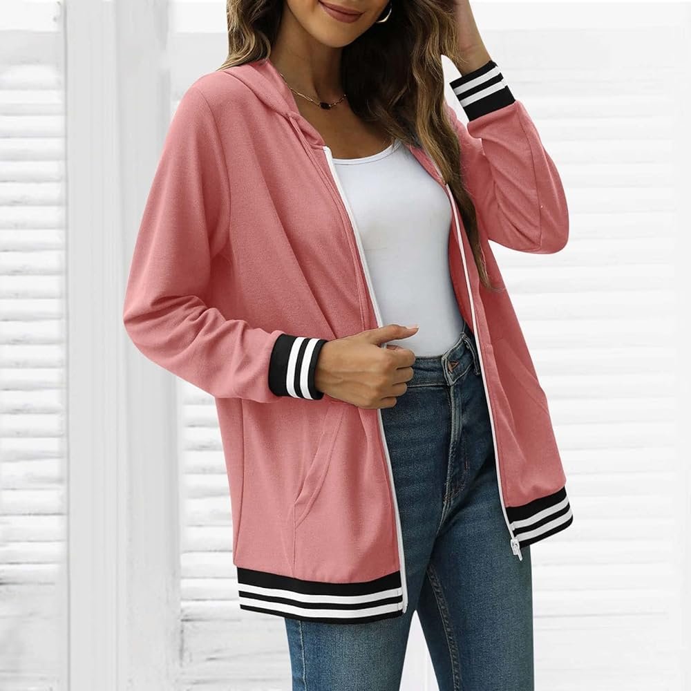 Solid Color Zipper Hooded Long Sleeve Jacket