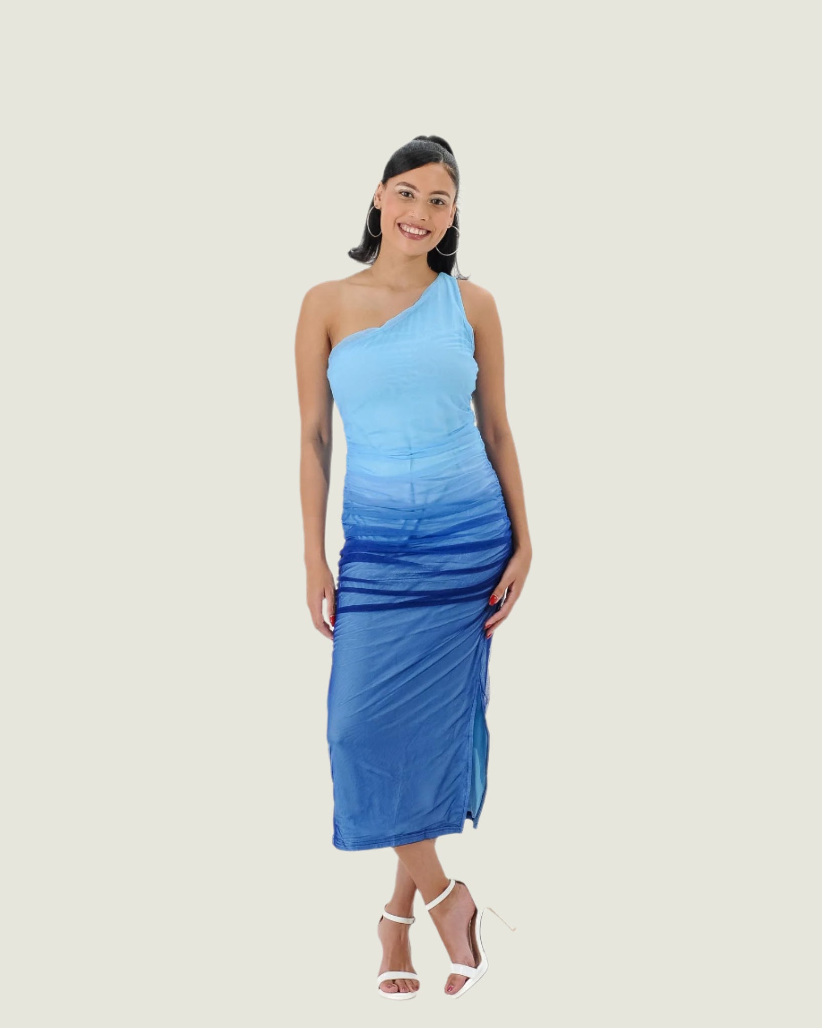 Elegant One-Shoulder Ombre Bodycon Dress – Stunning Evening & Cocktail Dress