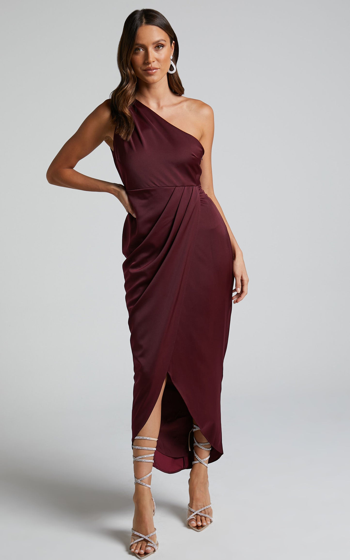 One Shoulder Dress Satin Bodycon Dress