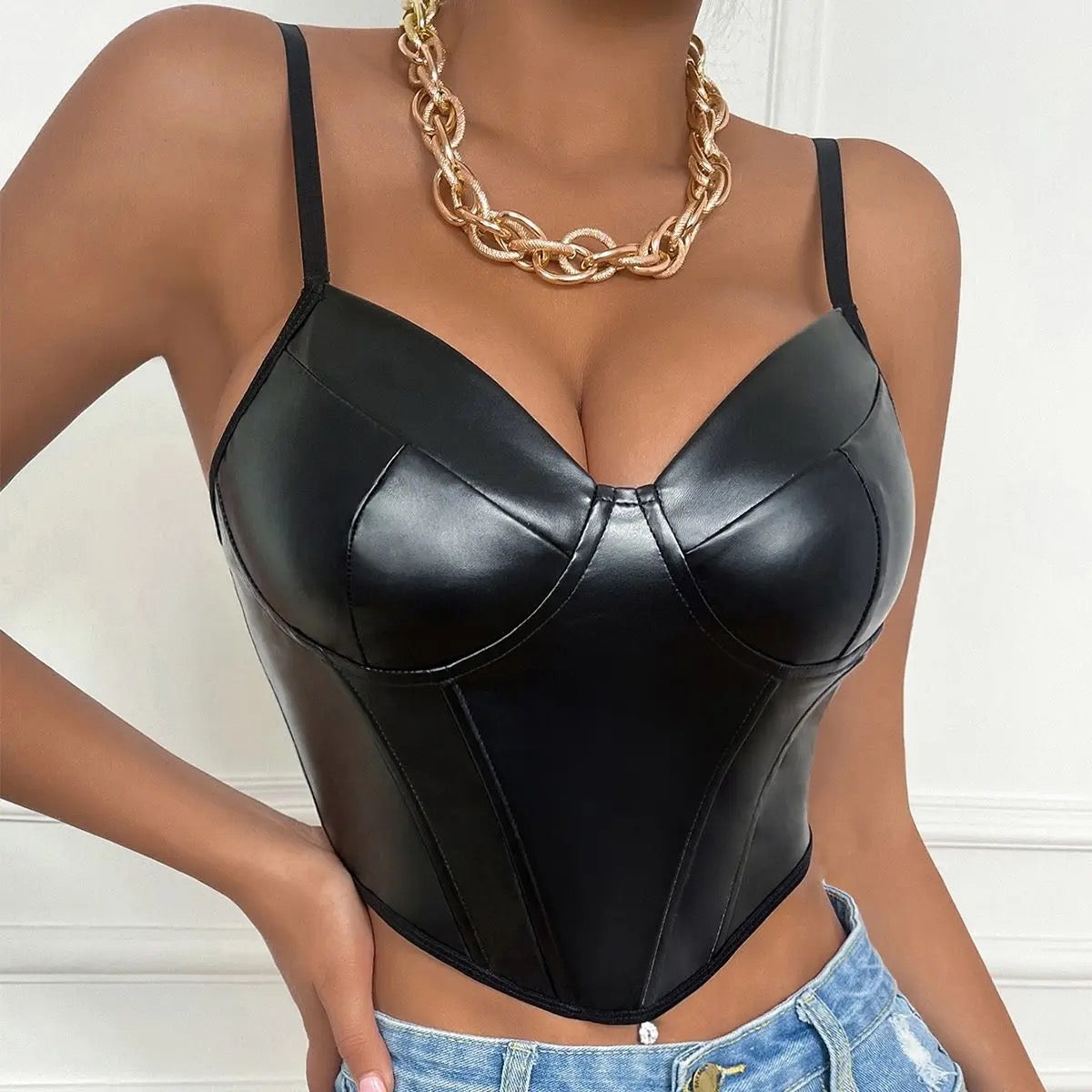 Faux Leather Strappy Top XD21