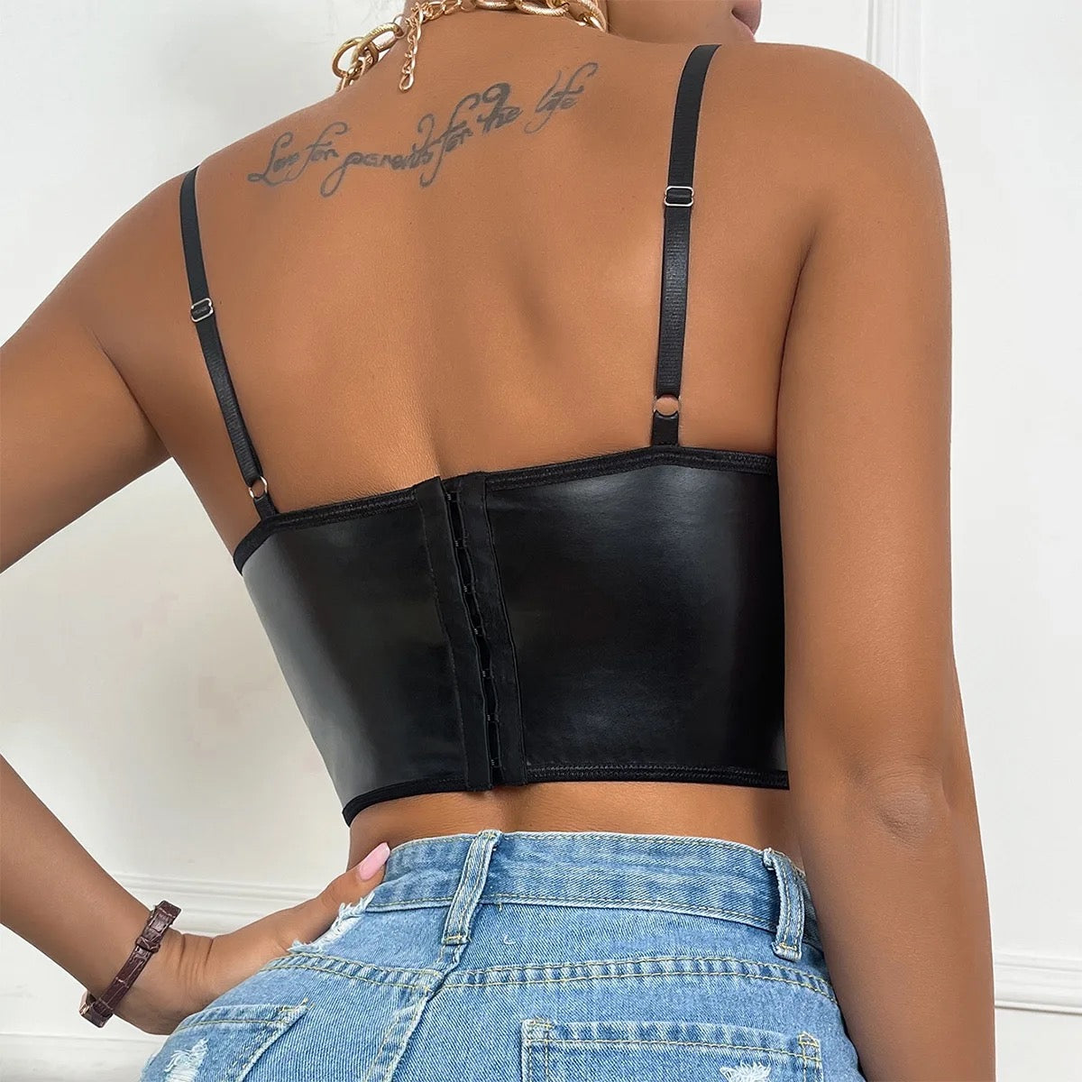 Faux Leather Strappy Top XD21