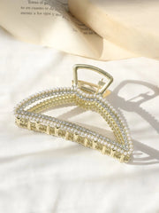 Faux Pearl & Rhinestone Decor Hair Claw XD21