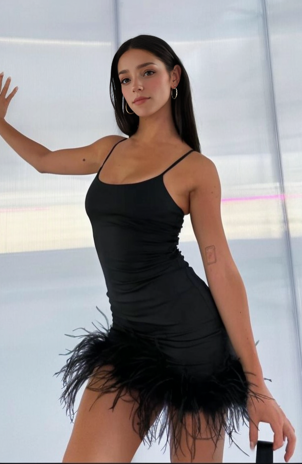 Feather Party Spaghetti Strap Mini Dress
