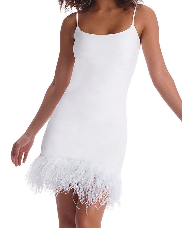 Feather Party Spaghetti Strap Mini Dress