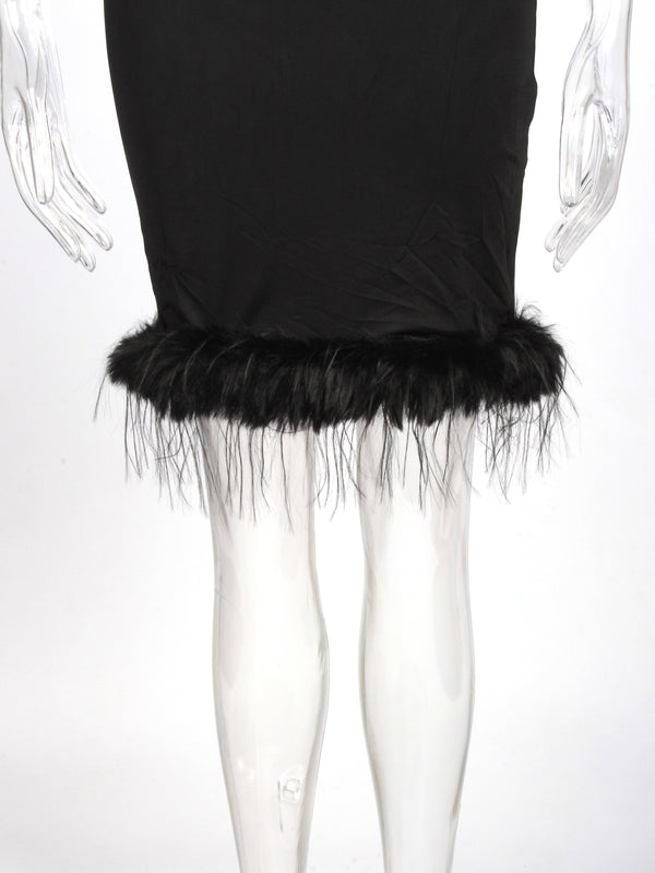 Feather Party Spaghetti Strap Mini Dress