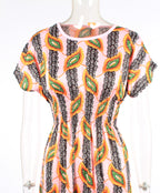 Feather pattern maxi dress XD21