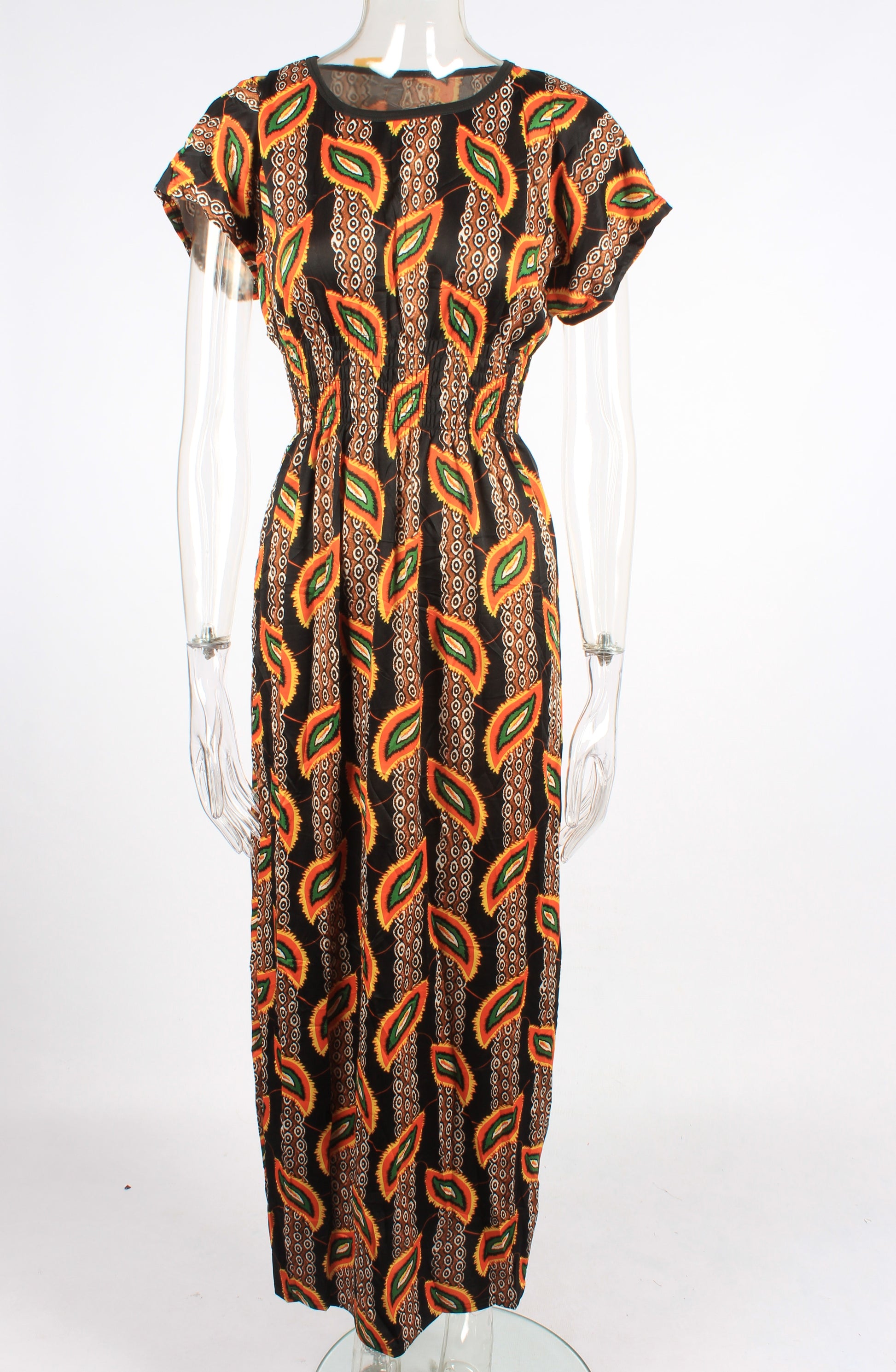 Feather pattern maxi dress XD21
