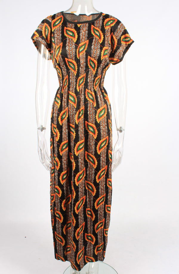 Feather pattern maxi dress