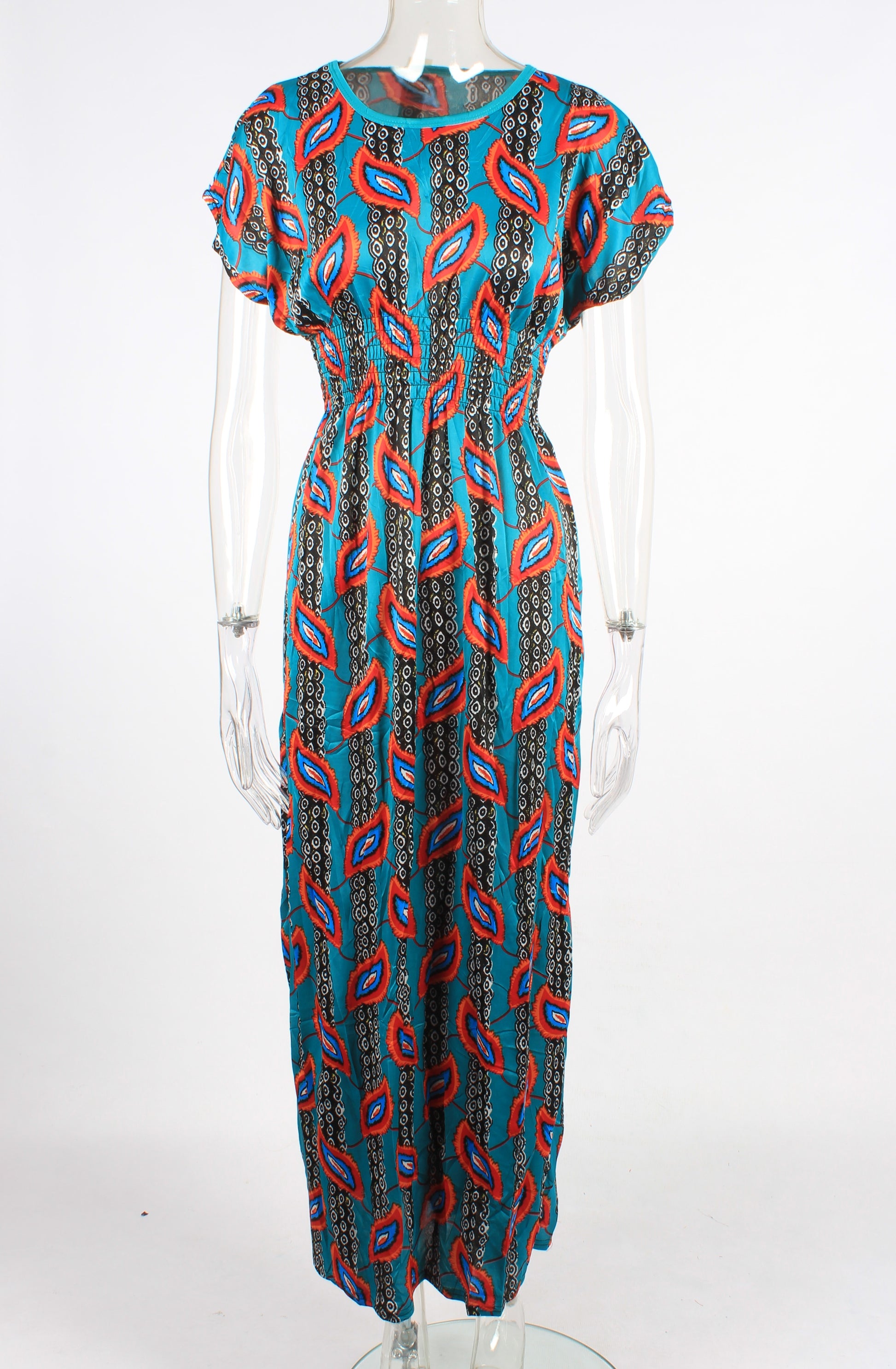 Feather pattern maxi dress XD21