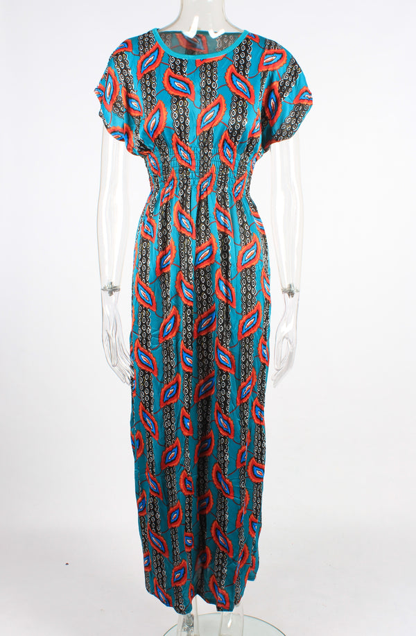 Feather pattern maxi dress