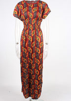 Feather pattern maxi dress XD21