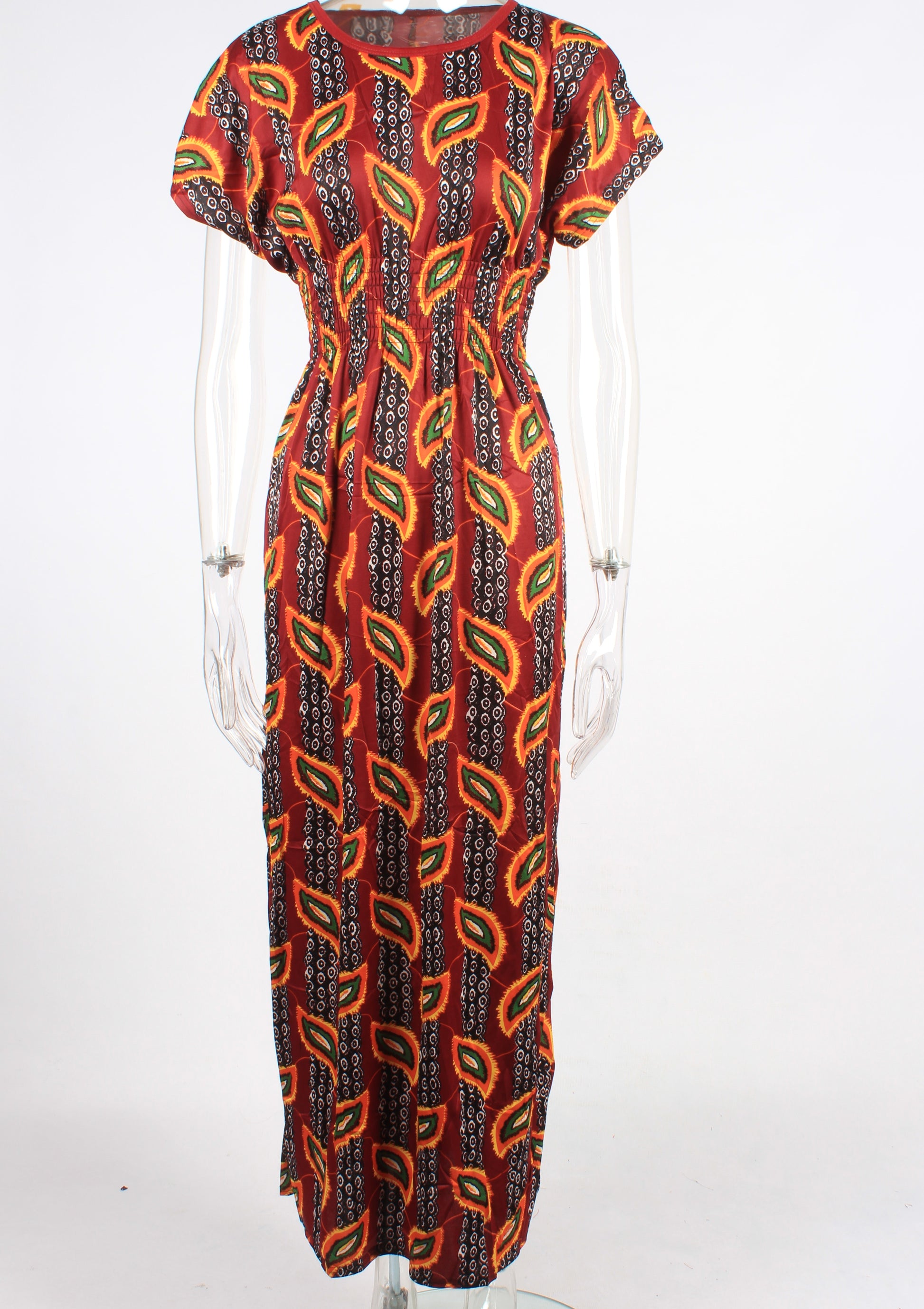 Feather pattern maxi dress XD21